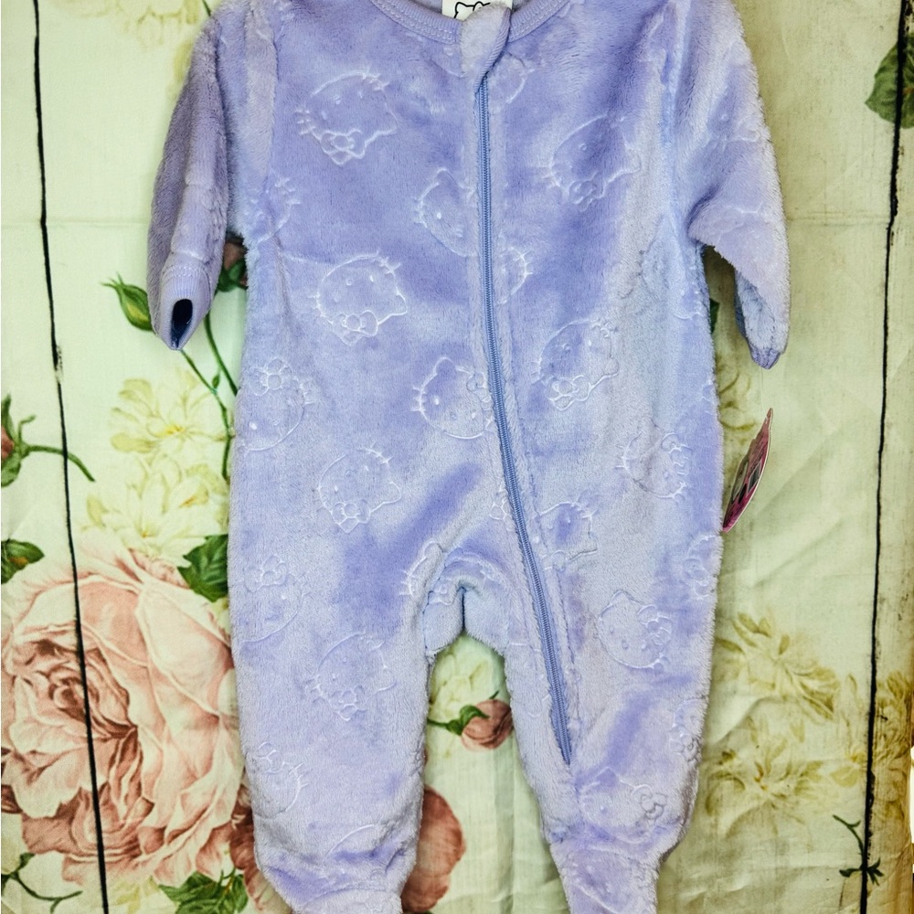 Hello Kitty Baby Clothes Long Sleeve Fuzzy Footie Purple Newborn New with Tags